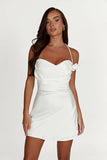 Otillie Rose Halter Mini Dress White