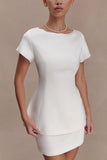 Adeline Short Sleeve Satin Top White