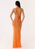 Delfina Cowl Knit Maxi Dress Orange