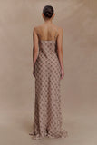 Silvana Chiffon Maxi Dress Snake Check Print Mocha