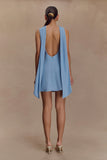 Wynter Scarf Draped Mini Dress Sky Blue