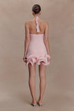 Willowmena Halter Neckline Mini Dress With Tubed Hem Baby Pink