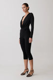 Ren Cowl Long Sleeve Slinky Bodysuit Black