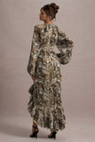 Namir Snake Print High Low Chiffon Maxi Dress