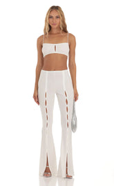 Crinkle Two Piece Set in White