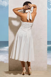 Saint Malo White Halter Neck Midi Dress