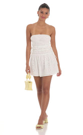 Strapless Eyelet Dress in White