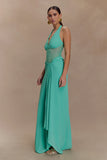 Jonna Chiffon And Mesh Maxi Dress Lagoon