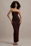 Angelie Brown Bandeau Bodycon Maxi Dress