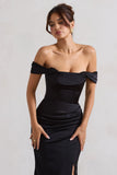 Kimberly Black Bardot Satin Maxi Dress