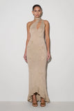Celestino Floral Metallic Knit Maxi Dress Gold