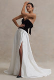 Lucienne Black Cream Sweetheart Corset Split Maxi Dress