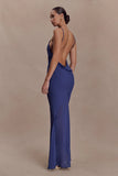 Nerea Slip Halter Maxi Dress Purple Ink