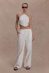 Kensley Broderie Halter Top White