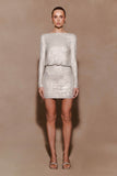 Darius Diamante Cowl Mini Dress Silver
