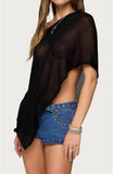 Women Sheer Poncho Top Multiway Knit Crochet Asymmetric Mesh Cover Up Going Out Clubwear