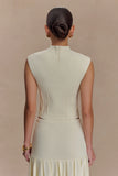 Romaine High Neck Bandage Knit Top Ivory