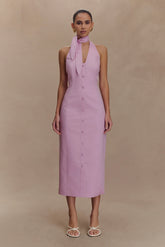 Simona Halter Neck Midi Dress Blush Pink
