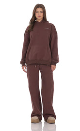 Fleece Straight Sweatpants in Brown