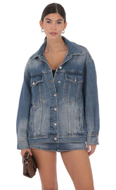 Oversized Denim Jacket in Blue