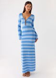 Late Night Calls Knit Maxi Dress Cerulean