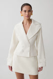 Elara Cropped Collared Jacket Ivory