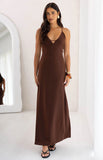 La Jolla Brown V Neck Maxi Dress