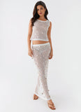 Lovina Shell Knit Maxi Skirt White