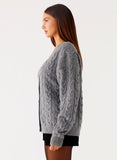 Frawley Cable Knit Cardigan Grey