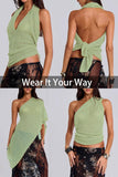 Women Sheer Poncho Top Multiway Knit Crochet Asymmetric Mesh Cover Up Going Out Clubwear