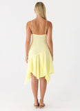 Aysha Beaded Flower Midi Dress Yellow
