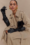 Jasper Faux Leather Elbow Length Gloves Black