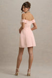 Lavender Pink Sweetheart Mini Dress With Bow Detail