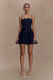 Cheyenne Scallop Denim Mini Dress Indigo Blue