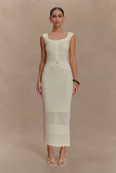 Madeline Scallop Knit Midi Skirt Ivory