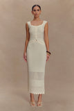 Madeline Scallop Knit Midi Skirt Ivory