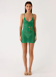 Havana Haze Crochet Mini Dress Emerald Green