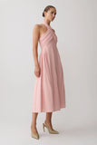 Rosie Linen Halter Midi Dress Pink
