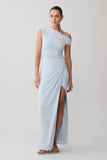 Alyn Off Shoulder Draped Maxi Dress Pale Blue
