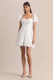 Vivi White Lace Sweetheart Neck Mini Dress