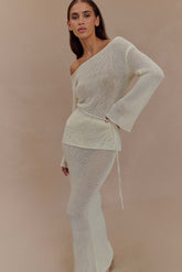 Reagan Off Shoulder Knit Top White