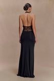 Bonnie Slinky And Lace Maxi Dress Black