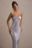 Moonstone Lilac Sequin Bandeau Maxi Dress