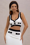 Nicky Black White Knit Crop Top