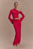 Ainsley Asymmetrical Maxi Skirt With Floral Hardware Fuchsia Pink