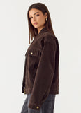Jeremy Faux Suede Biker Jacket Dark Chocolate