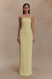 Kalila Strapless Crepe Maxi Dress Lemon