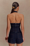 Meadow Denim Corset Halter Top Indigo Blue