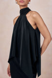 Sancelle Black Matte Satin Halter Neck Top