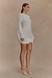 Aileen Ruffle Crochet Mini Dress Ivory